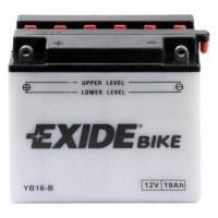Baterie EXIDE EB16-B, 12V 19Ah, za sucha nabitá s antisulfační úpravou. Náplň součástí balení.